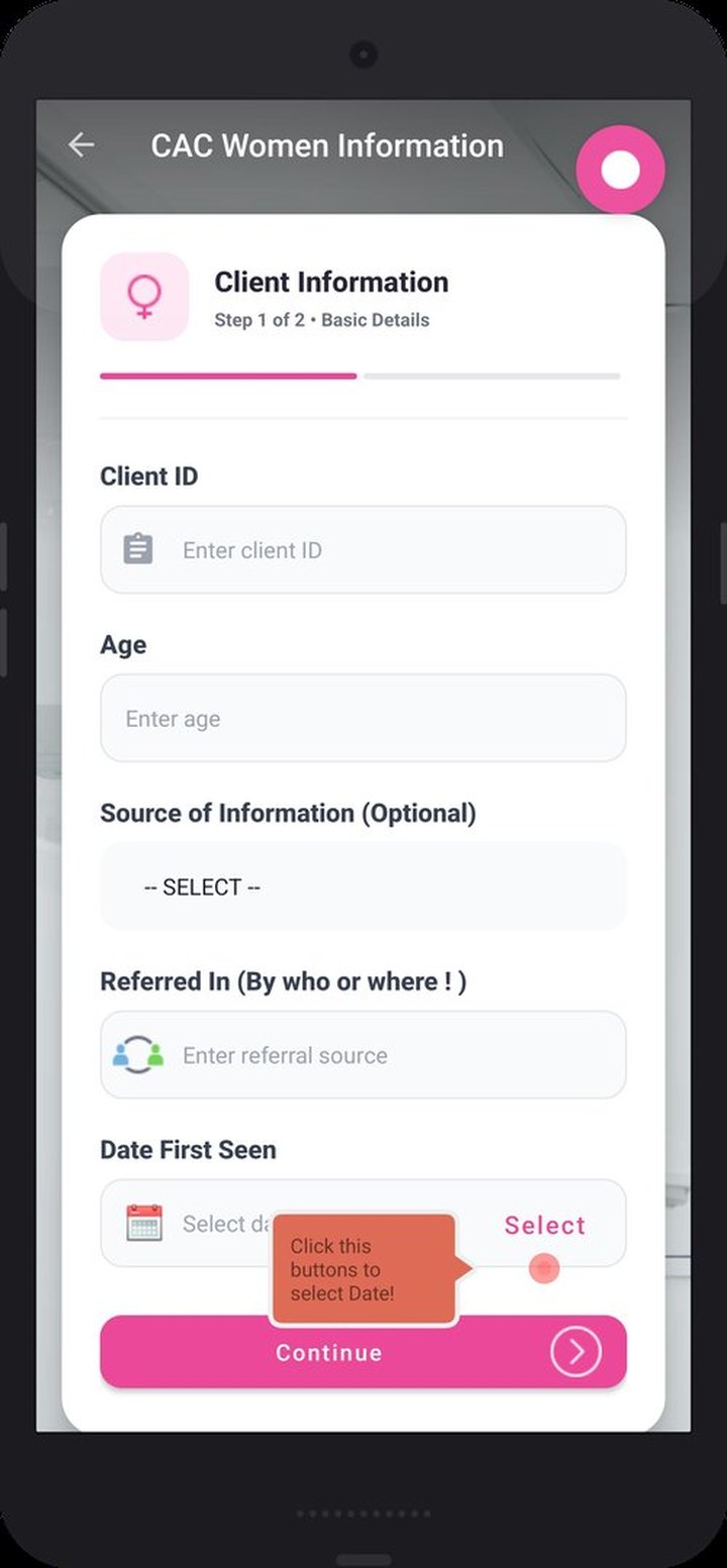 rsLog CAC client information screen